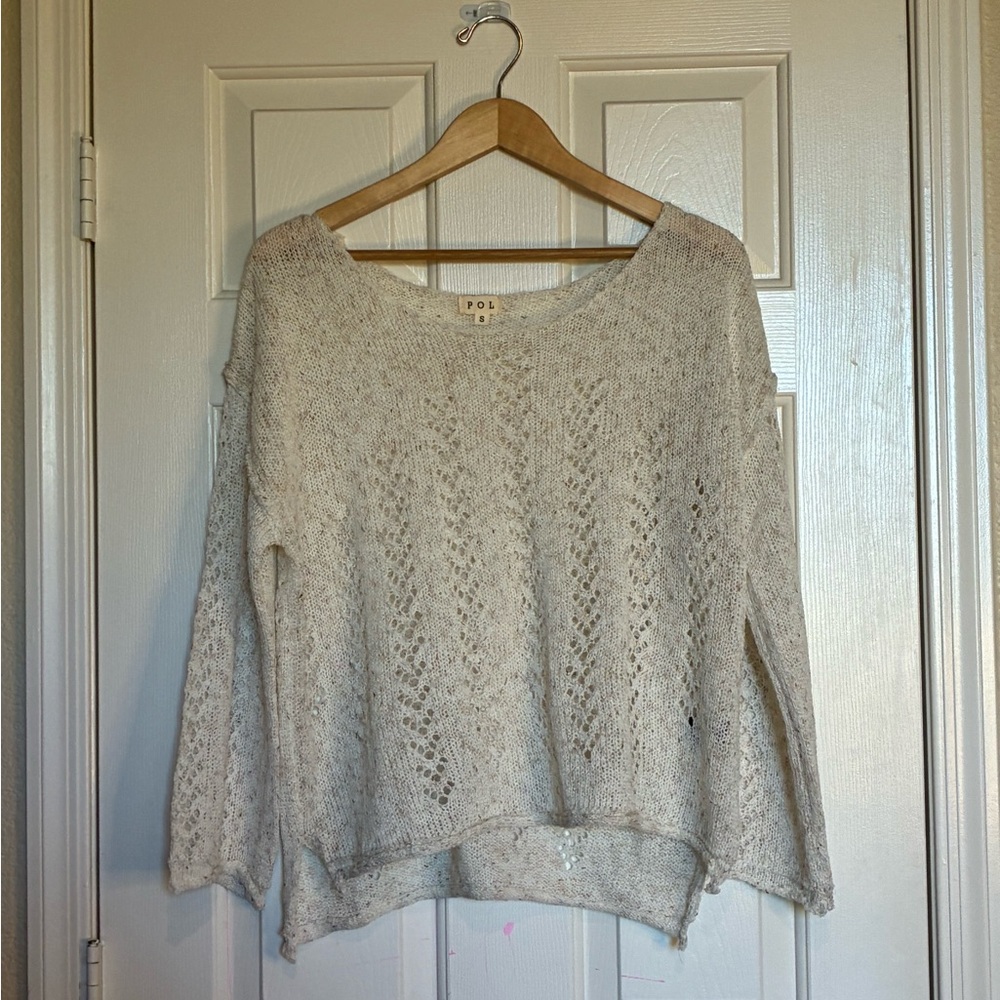 POL Cream Knit Scoop Neck Sweater